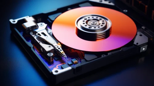 Close-up Hard Disk Drive (HDD) - Electromechanical Data Storage
