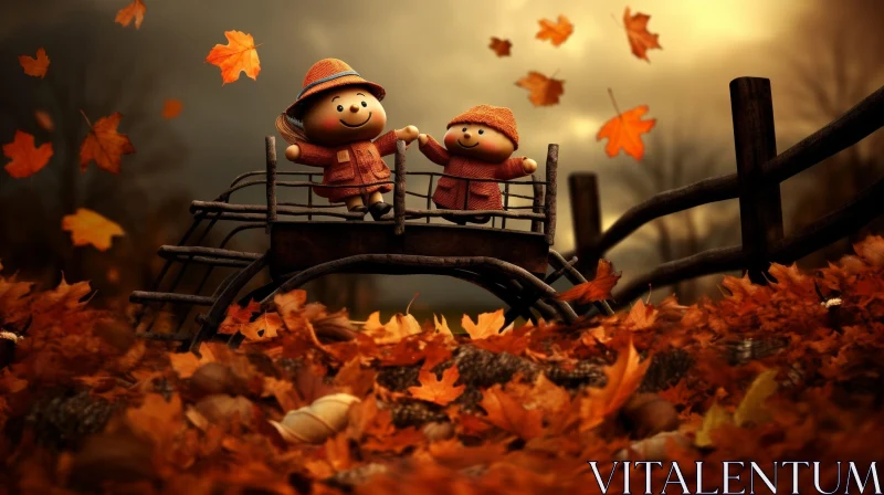 AI ART Enchanting Fall Scene with Children in Forest