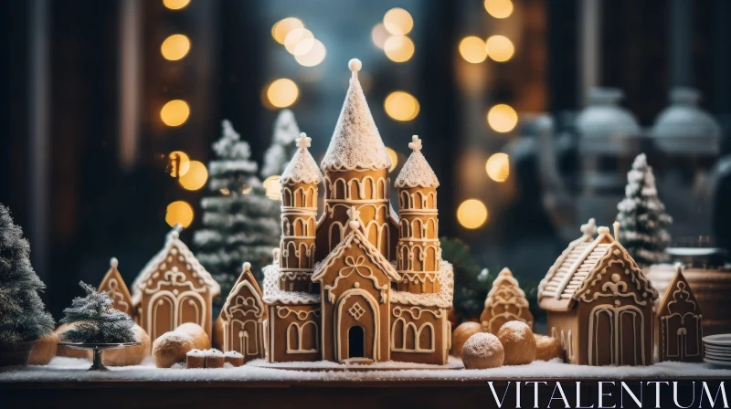 Festive Gingerbread House Decoration - Christmas Theme AI Image