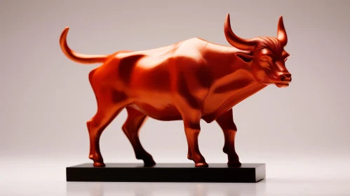 Metallic Bull 3D Rendering - Strength and Power Symbol