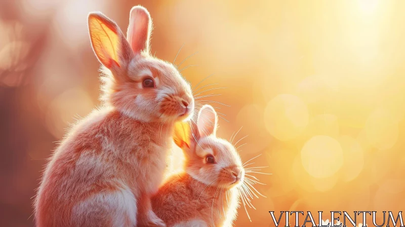 Adorable Rabbit Family in Sunny Meadow AI Image