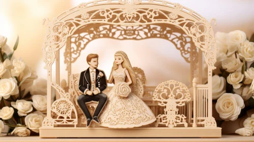 Elegant Wedding Cake Topper 3D Rendering
