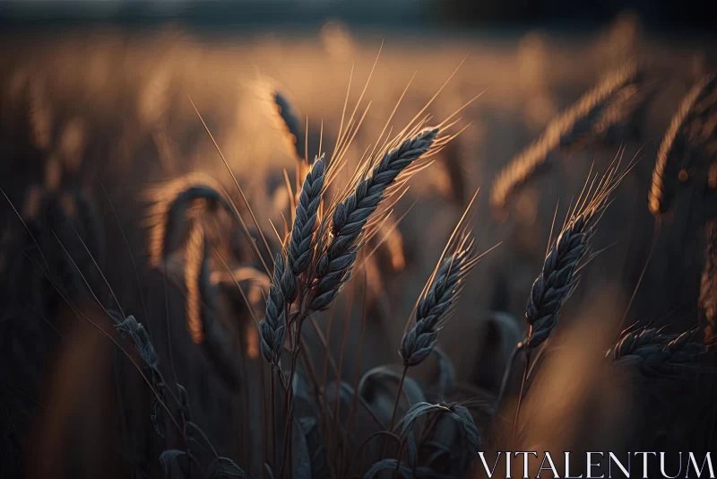 Mysterious Wheat Field at Sunset: Captivating Organic Beauty AI Image