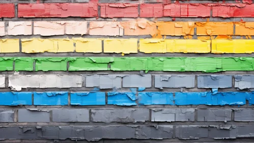 Rainbow Brick Wall - Colorful Painted Bricks