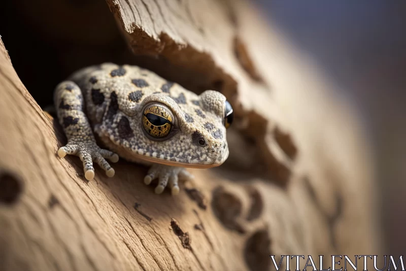 Spotted Frog in Wood: Nature-Inspired Pointillist Artwork AI Image