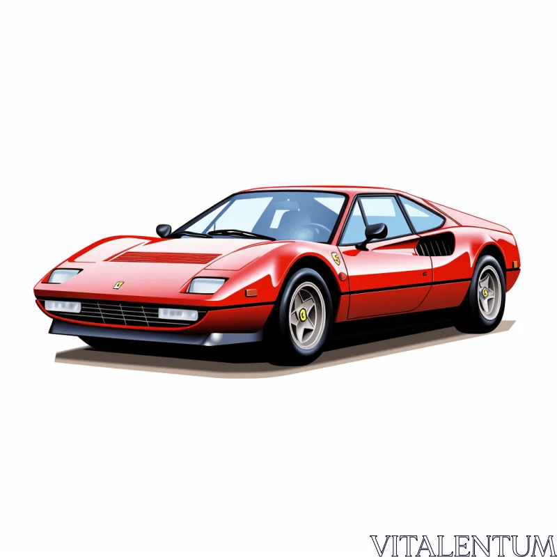 Captivating Red Ferrari Sports Car Illustration | Nostalgic 1980s Style AI Image