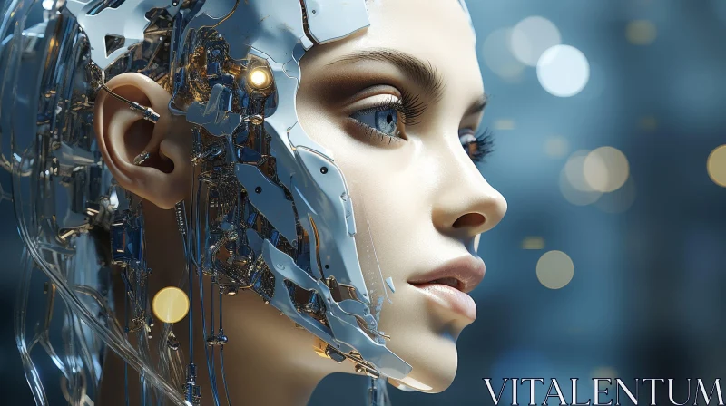 AI ART Enigmatic Woman with Blue Eyes and Metallic Mask