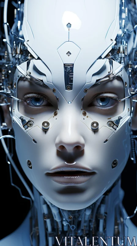 Female Cyborg Portrait - Futuristic Technology Artwork AI Image