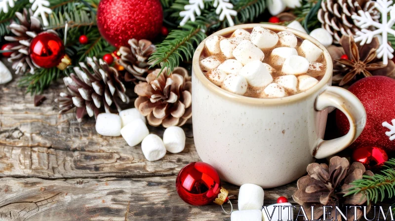 AI ART Festive Christmas Hot Chocolate with Marshmallows