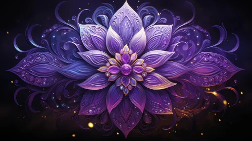 Intricate Purple Flower Digital Painting - Mystery and Beauty