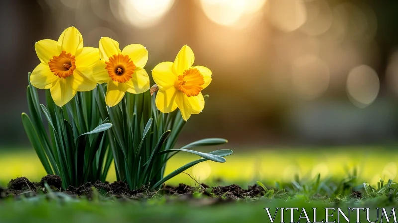 Beautiful Yellow Daffodil Flower Close-Up AI Image
