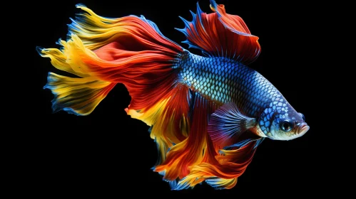 Betta Fish Digital Painting - Colorful Realistic Artwork