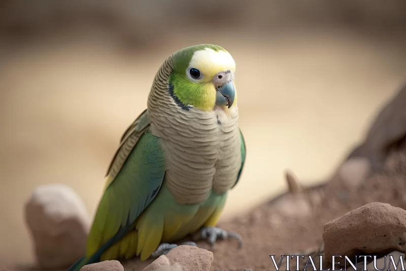 Colorful Parrot Perched on Rocks - Ancient Egypt Inspired AI Image