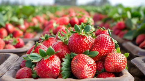 Fresh Red Strawberries in Wooden Basket