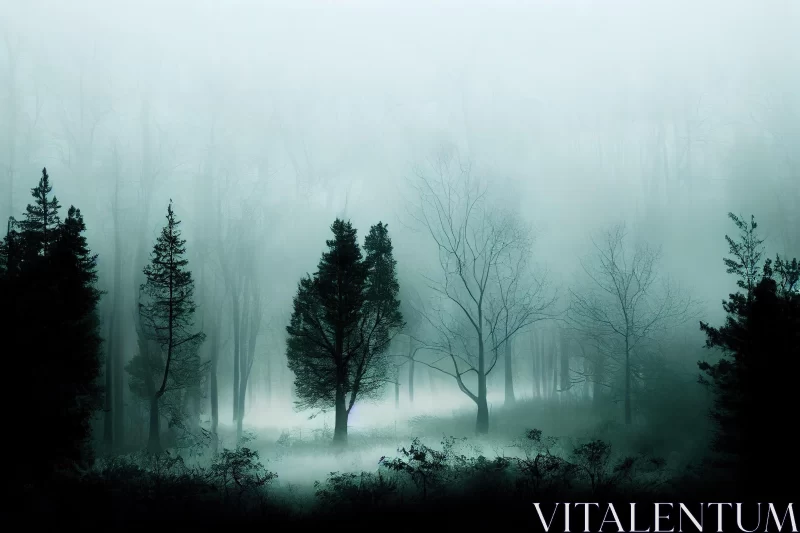 Misty Forest Landscape: Eerily Realistic and Hauntingly Beautiful AI Image