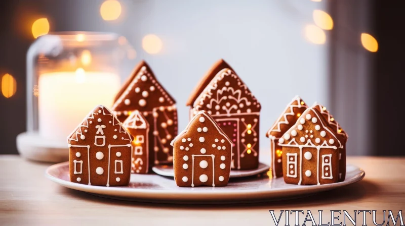 Cozy Gingerbread House Plate AI Image