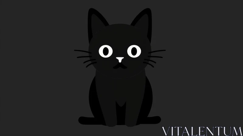 AI ART Curious Cartoon Black Cat Illustration