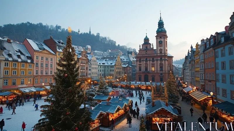 AI ART Christmas Market in European City