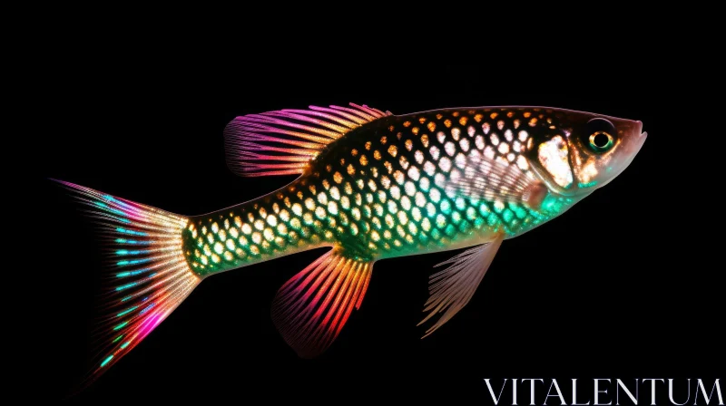 AI ART Colorful Fish Swimming in Black Background