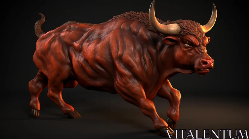AI ART Red Bull 3D Rendering: Powerful Animal Pose