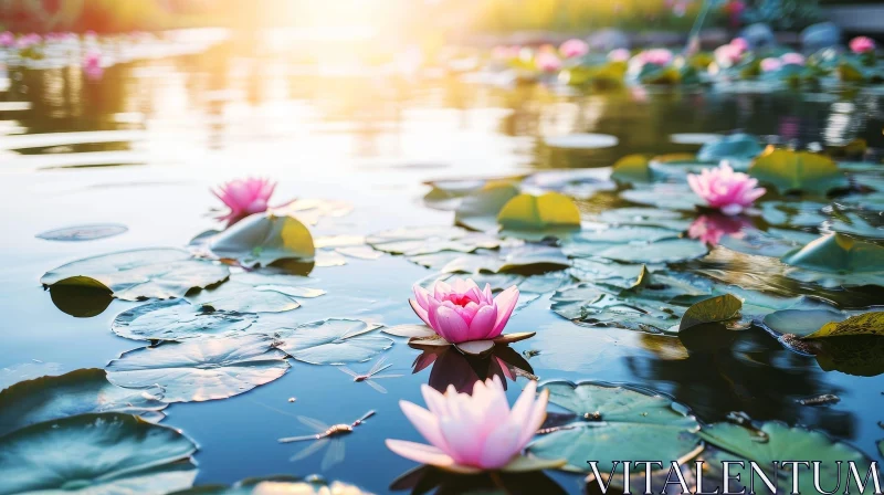 AI ART Tranquil Water Lily Pond Scene