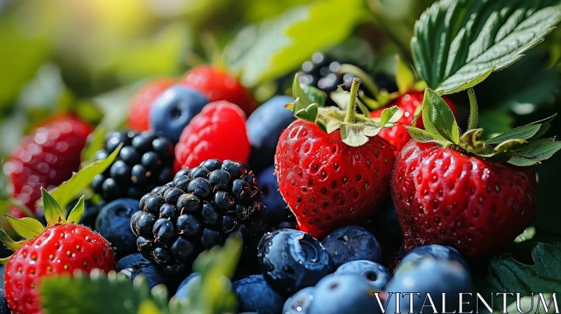 AI ART Fresh Berries Close-Up: Sunlit and Juicy