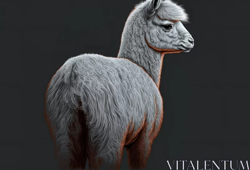 Majestic Alpaca on Dark Background | Realistic and Hyper-Detailed Rendering AI Image