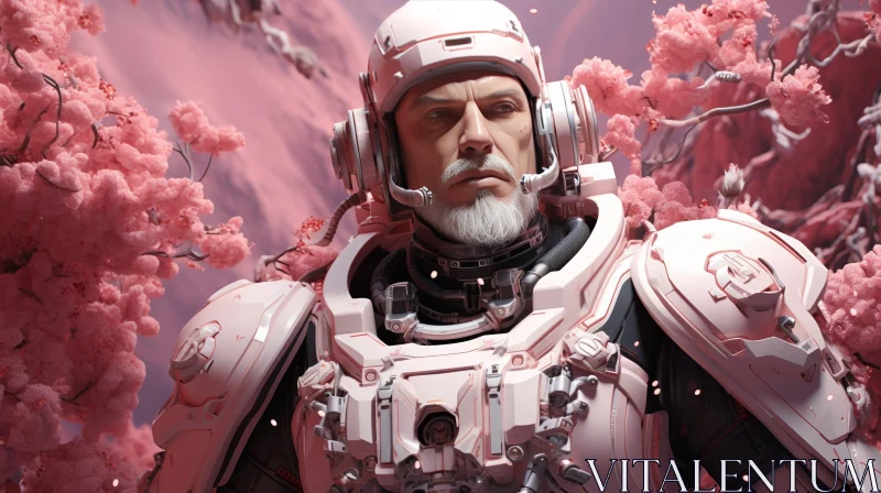 AI ART Pink Alien Portrait - Man in Spacesuit