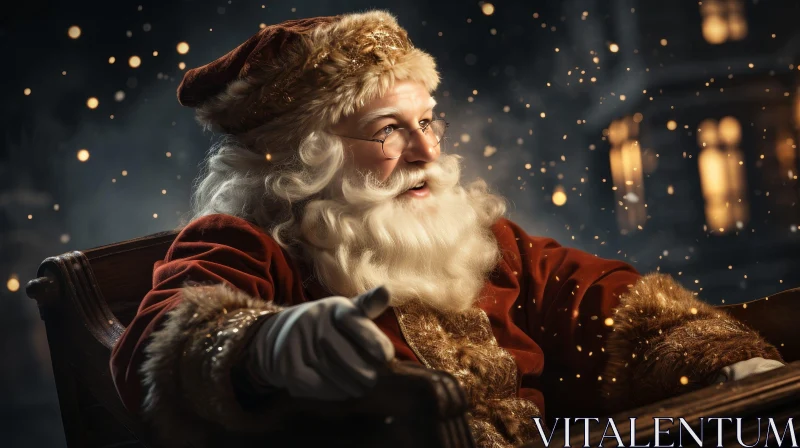 AI ART Cheerful Santa Claus in Sleigh Winter Scene