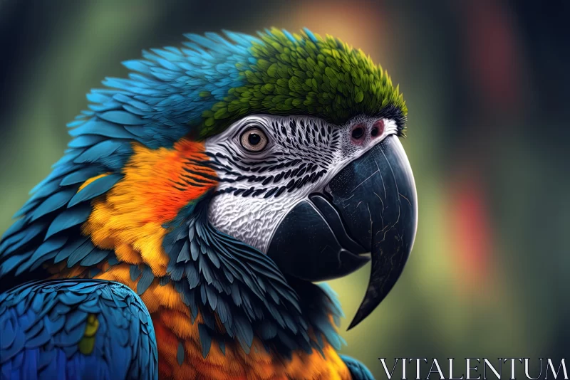 Colorful Parrot Portrait with Realistic Detailing AI Image
