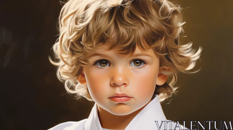 Serious Young Boy Portrait AI Image