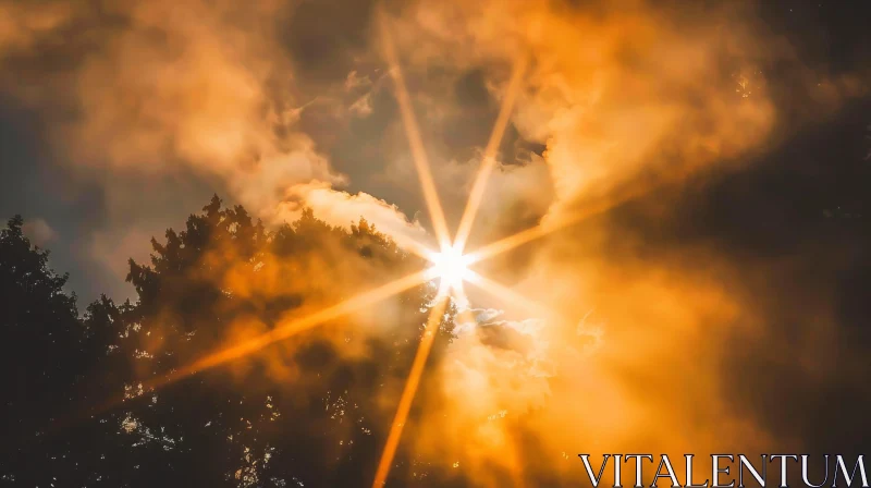 Sunlight Through Clouds: A Radiant Scene AI Image