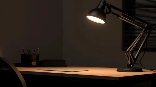 Wooden Desk Lamp 3D Rendering