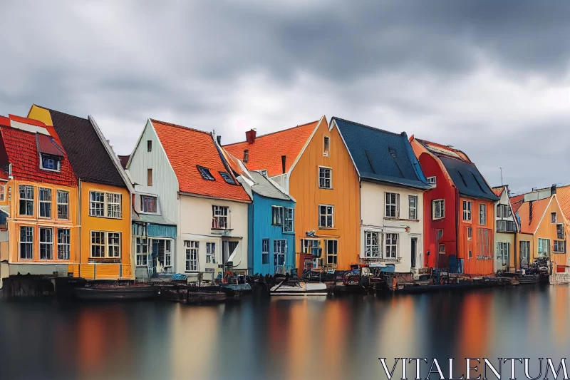 Captivating Colorful Homes in Water | Dutch Realism Inspired AI Image