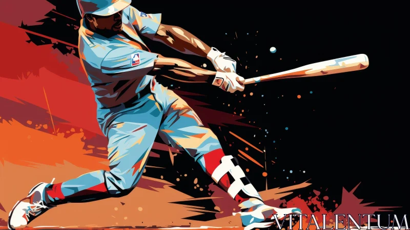 Exciting Baseball Batter Swing Painting AI Image
