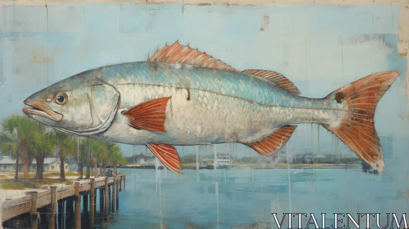AI ART Realistic Redfish Painting in Muted Tones