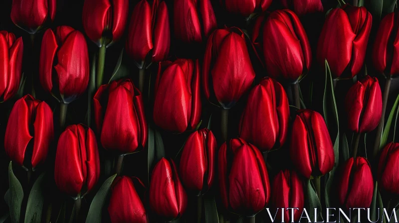 AI ART Red Tulips in Full Bloom: Captivating Field View