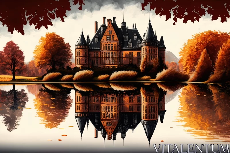 Autumn Castle: A Captivating Optical Art Illusion AI Image