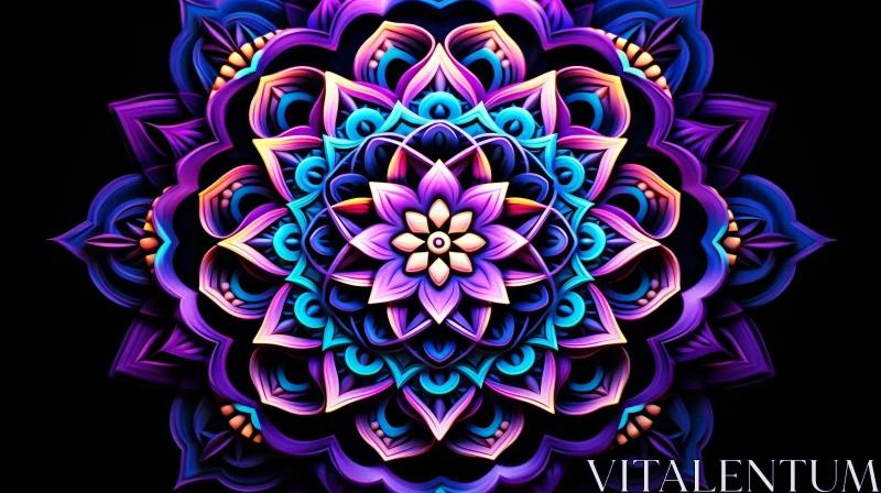 AI ART Colorful Mandala Floral Pattern