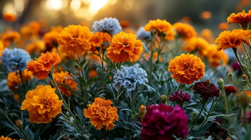 Beautiful Marigolds at Sunset