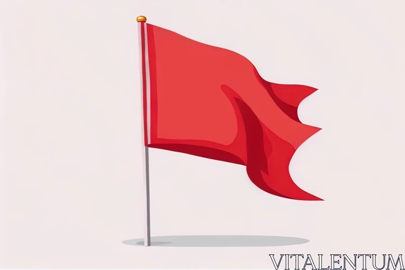 Red Flag Waving in the Wind - Whistlerian Style Illustration AI Image