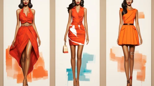 Stylish Women in Orange Dresses