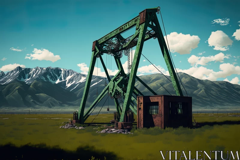 Captivating Abandoned Hydraulic Lift in Natural Scenery AI Image