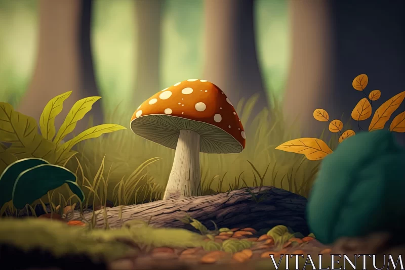 Eerie Cartoon Mushroom in the Forest - Hyper-realistic Details AI Image