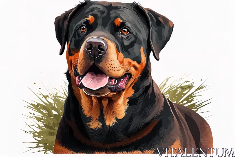 Realistic Rottweiler Dog Portrait Illustration AI Image