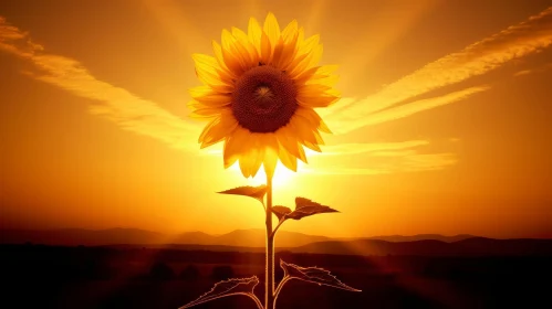 Sunflower Bloom at Sunset