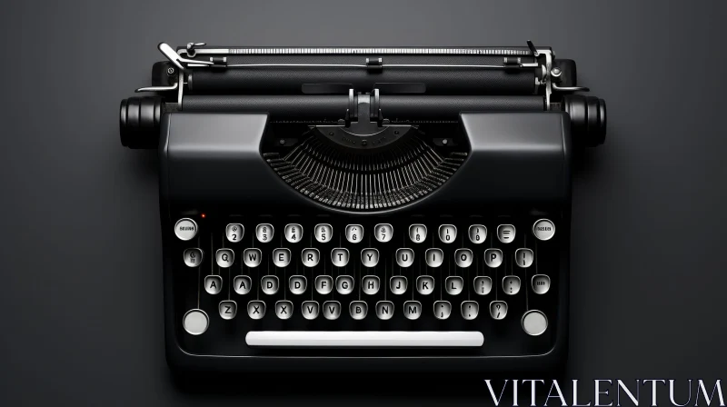 AI ART Vintage Black Typewriter on Dark Gray Background