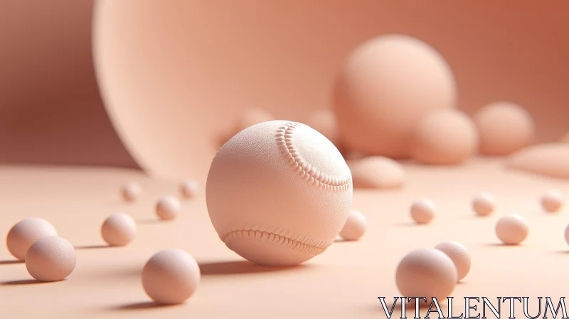 Baseball 3D Render on Pink Background AI Image