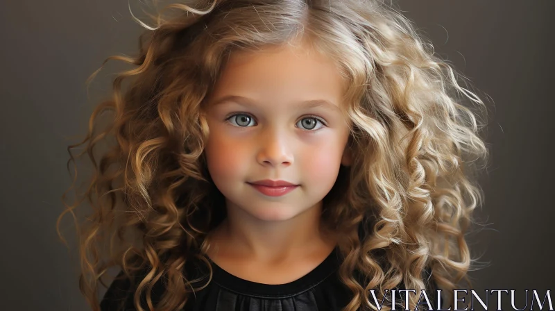 AI ART Beautiful Portrait of a Little Girl with Blonde Hair
