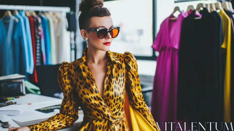 Young Woman in Fashion Store - Stylish Look AI Image